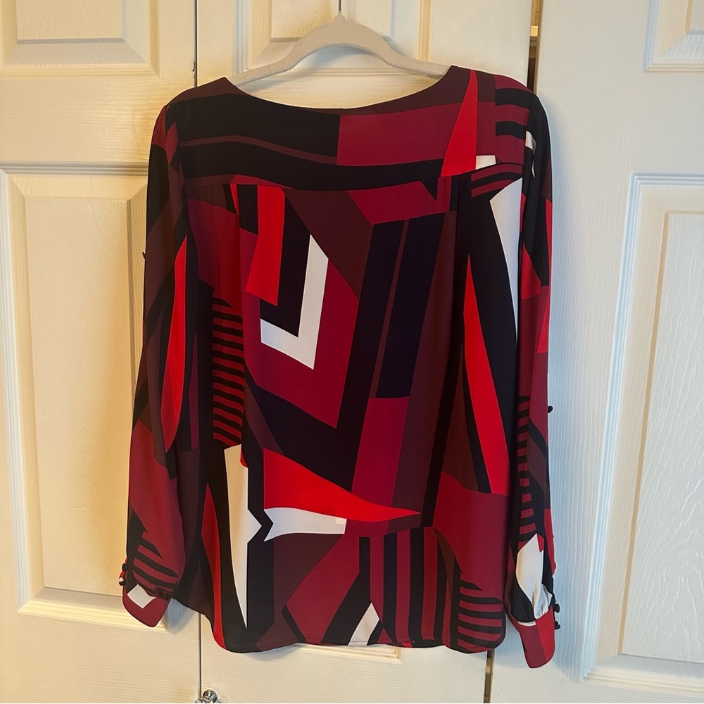 Loft Multicolor Geometric Split Sleeves Blouse Sz… - image 6